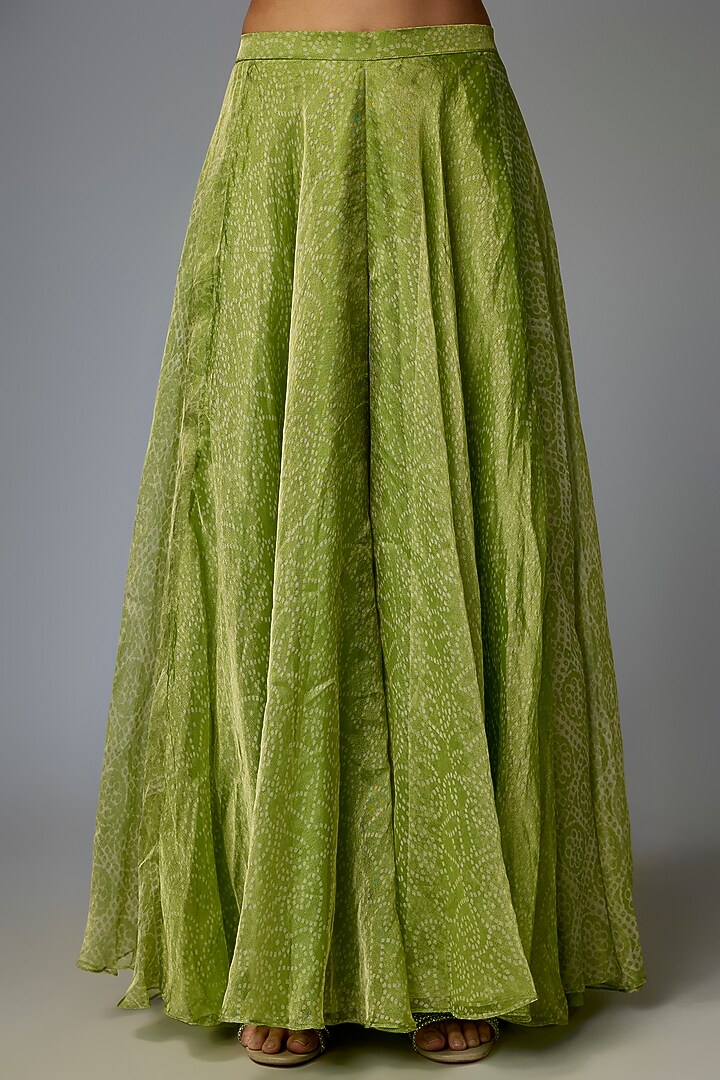 Green Tissue Organza Printed Palazzo Set by Prisha's at Pernia's Pop Up Shop