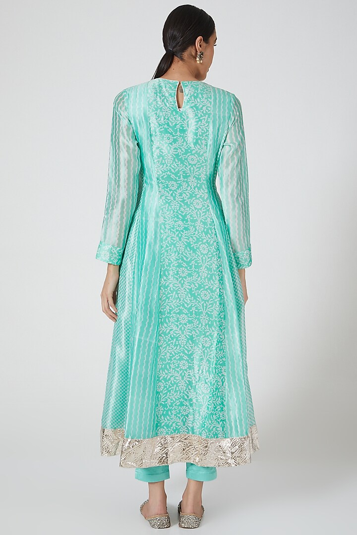 Sea Green Embroidered Kurta Set by Prisha's at Pernia's Pop Up Shop