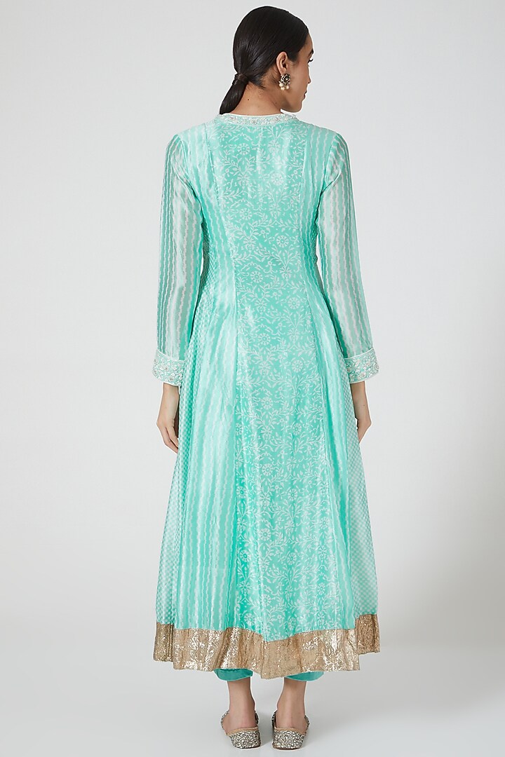 Sea Green Embroidered & Printed Kurta Set by Prisha's at Pernia's Pop Up Shop