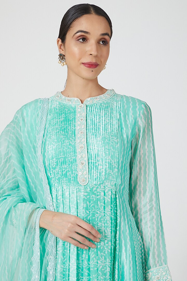 Sea Green Embroidered & Printed Kurta Set by Prisha's at Pernia's Pop Up Shop