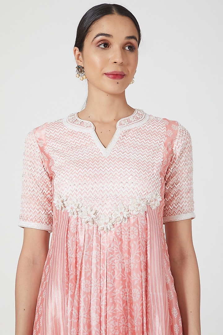 Baby Pink Embroidered Kurta Set by Prisha's at Pernia's Pop Up Shop