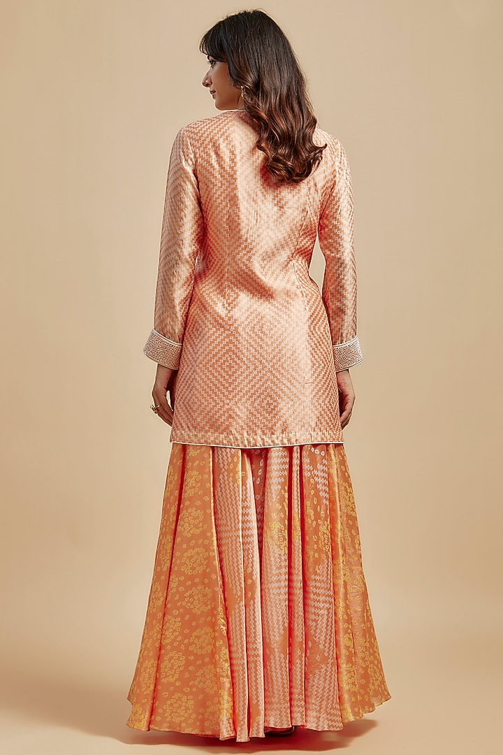 Orange Kora Silk Block Printed Palazzo Pant Set by Prisha's at Pernia's Pop Up Shop