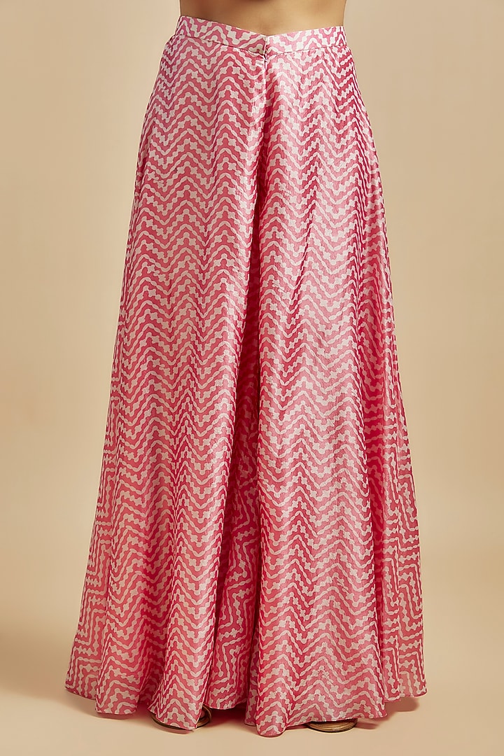 Pink Kora Silk Block Printed Palazzo Pant Set by Prisha's at Pernia's Pop Up Shop