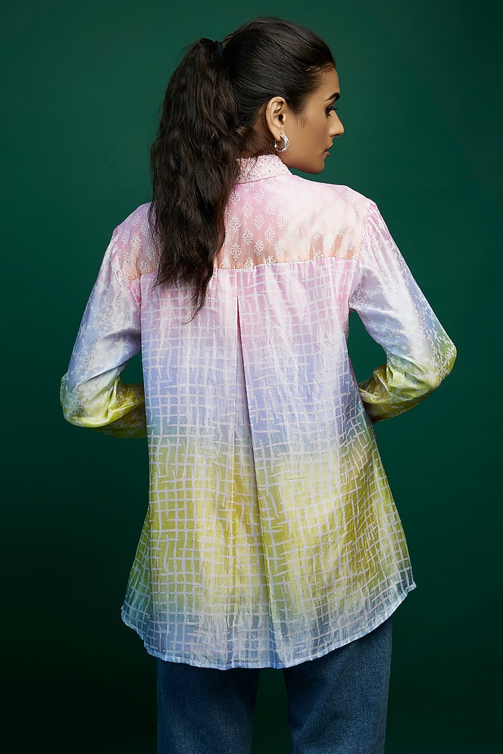 Multi-Colored Kora Silk Block Printed Shirt by Prisha's at Pernia's Pop Up Shop