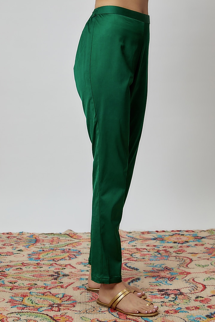 Green Silk Floral Printed & Hand Embroidered Wedding Anarkali Set by Prisha's at Pernia's Pop Up Shop