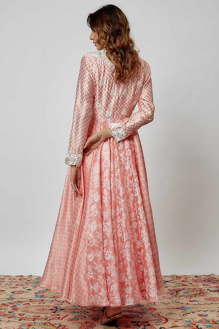 Blush Pink Silk Floral Printed & Cutdana Embroidered Kurta Set by Prisha's at Pernia's Pop Up Shop