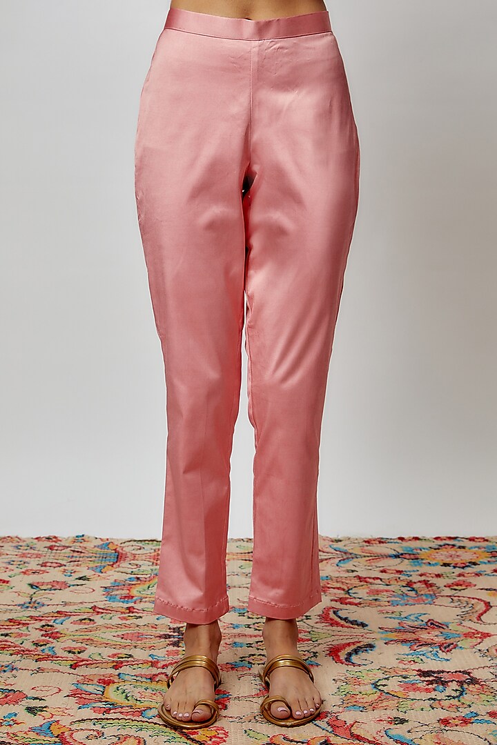 Blush Pink Silk Floral Printed & Cutdana Embroidered Kurta Set by Prisha's at Pernia's Pop Up Shop