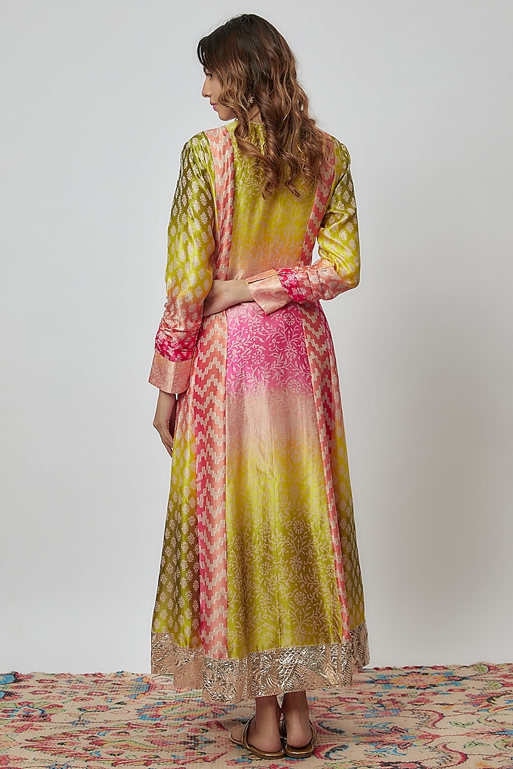 Multi-Colored Silk Floral Printed & Sequins Embroidered Kurta Set by Prisha's at Pernia's Pop Up Shop
