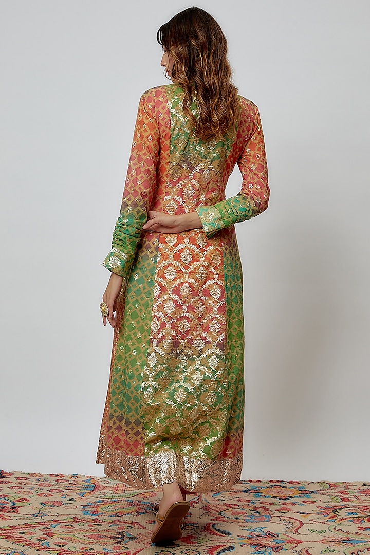Multi-Colored Silk Floral Printed & Sequins Embroidered Anarkali Set by Prisha's at Pernia's Pop Up Shop
