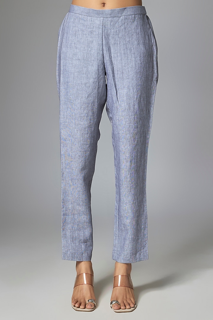 Off-White & Grey Linen Printed Co-Ord Set by Prisha's at Pernia's Pop Up Shop