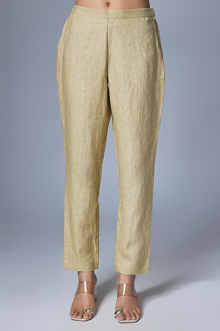 Beige & Off-White Linen Jaal Printed Co-Ord Set by Prisha's at Pernia's Pop Up Shop