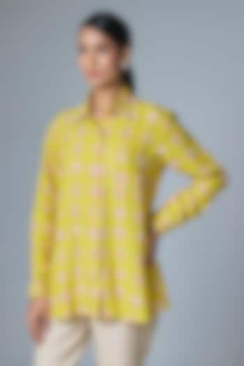 Yellow & Pink Linen Shirt by Prisha's at Pernia's Pop Up Shop