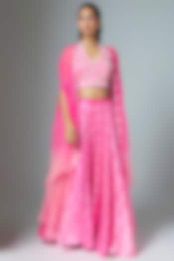 Pink Kora Silk Bandhani Printed Palazzo Set by Prisha's at Pernia's Pop Up Shop