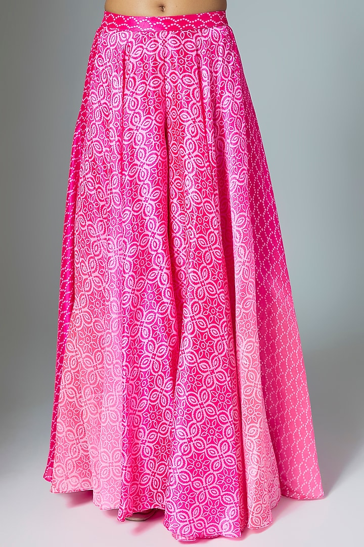 Pink Kora Silk Bandhani Printed Palazzo Set by Prisha's at Pernia's Pop Up Shop