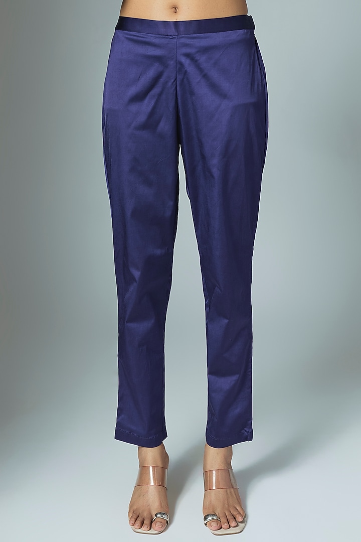 Blue Kora Silk Printed & Embroidered Kurta Set by Prisha's at Pernia's Pop Up Shop