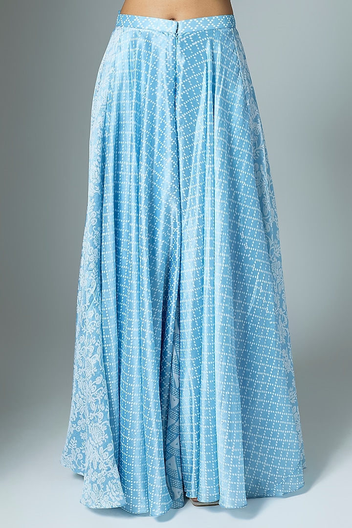 Blue Kora Silk Printed & Embroidered Kurta Set by Prisha's at Pernia's Pop Up Shop