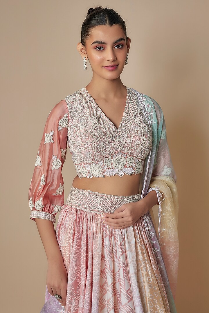 Multi-Colored Silk Wedding Lehenga Set by Prisha's at Pernia's Pop Up Shop