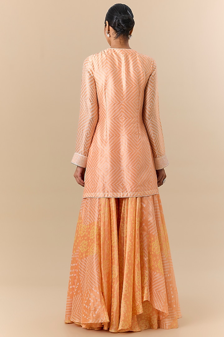 Orange Kora Silk Block Printed Palazzo Pant Set by Prisha's at Pernia's Pop Up Shop
