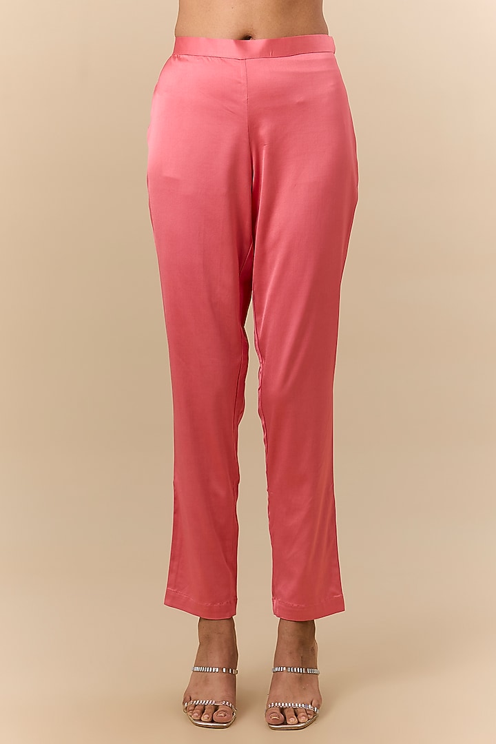 Peach & Blue Kora Silk Tie-Dye Printed Kurta Set by Prisha's at Pernia's Pop Up Shop