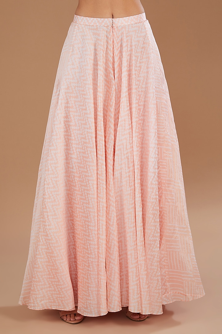 Peach Kora Silk Block Printed Wedding Sharara Set by Prisha's at Pernia's Pop Up Shop