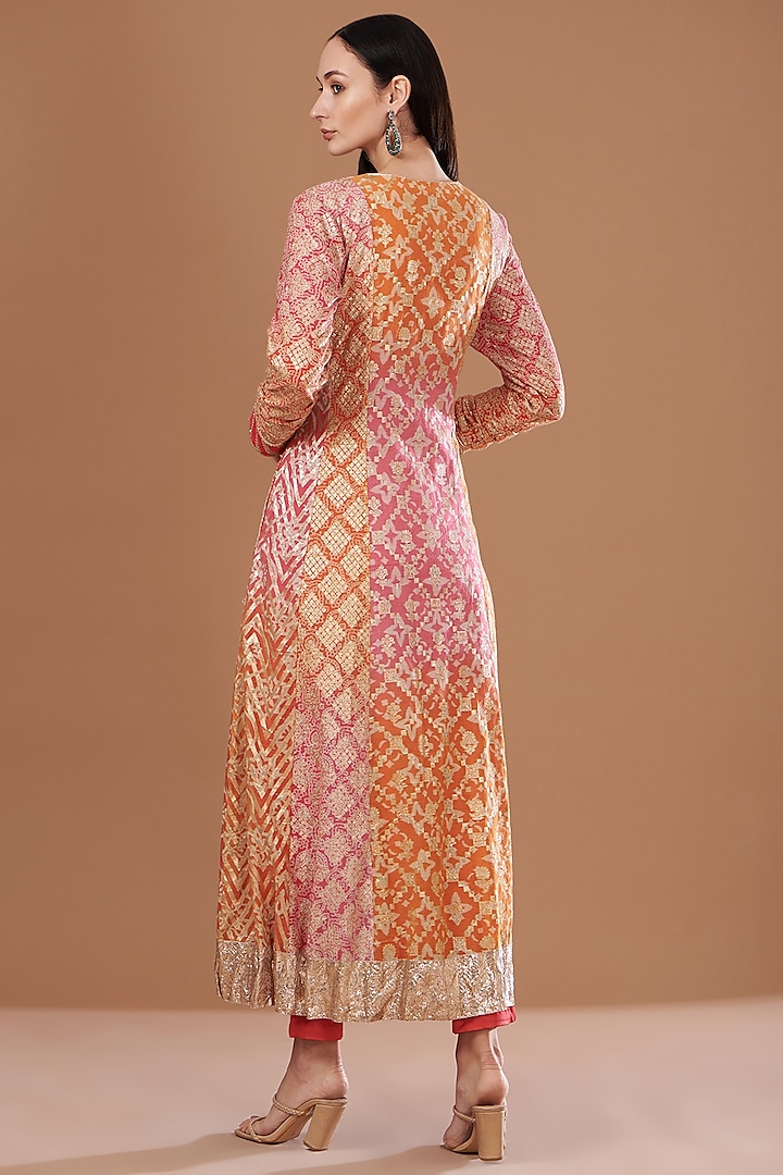 Multi-Colored Chanderi Paisley Embroidered Kurta Set by Prisha's at Pernia's Pop Up Shop