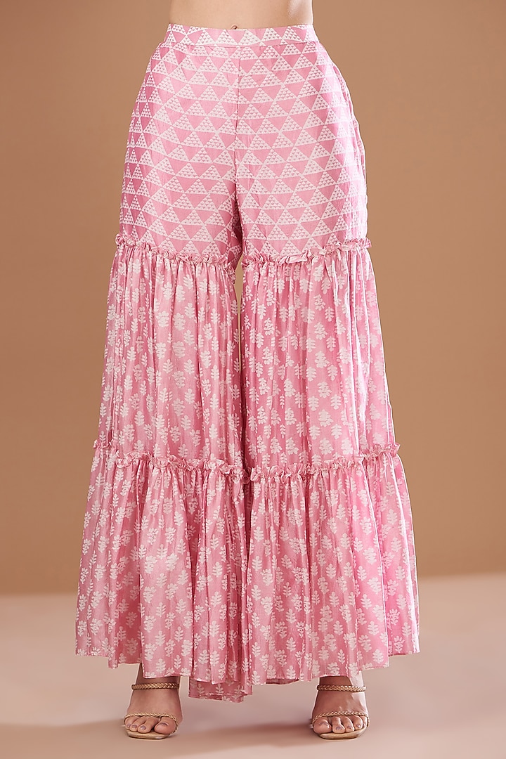 Pink Kora Silk Wedding Sharara Set by Prisha's at Pernia's Pop Up Shop
