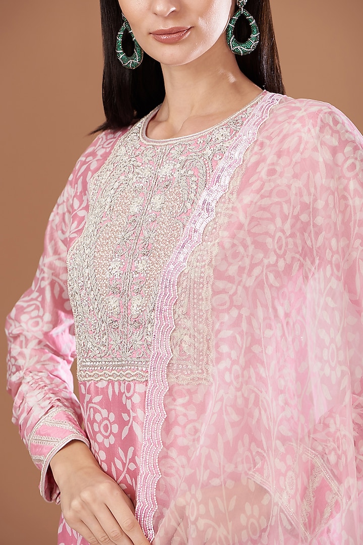 Pink Kora Silk Wedding Sharara Set by Prisha's at Pernia's Pop Up Shop