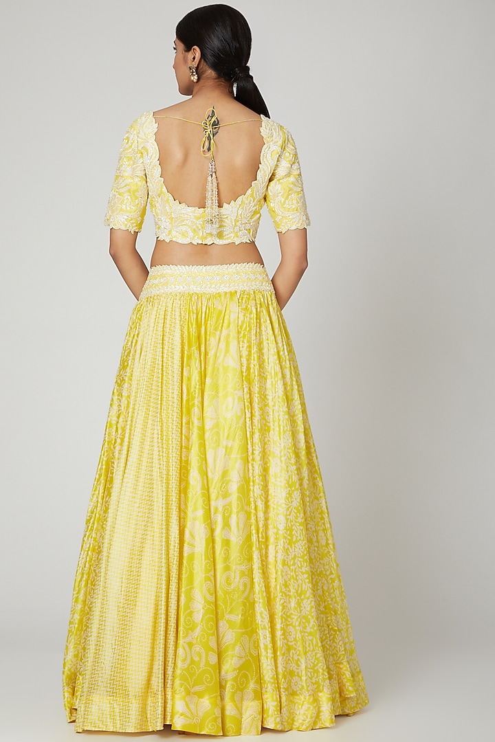 Yellow Embroidered Wedding Lehenga Set by Prisha's at Pernia's Pop Up Shop