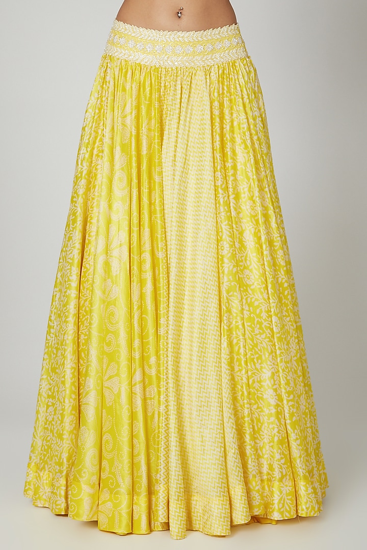 Yellow Embroidered Wedding Lehenga Set by Prisha's at Pernia's Pop Up Shop