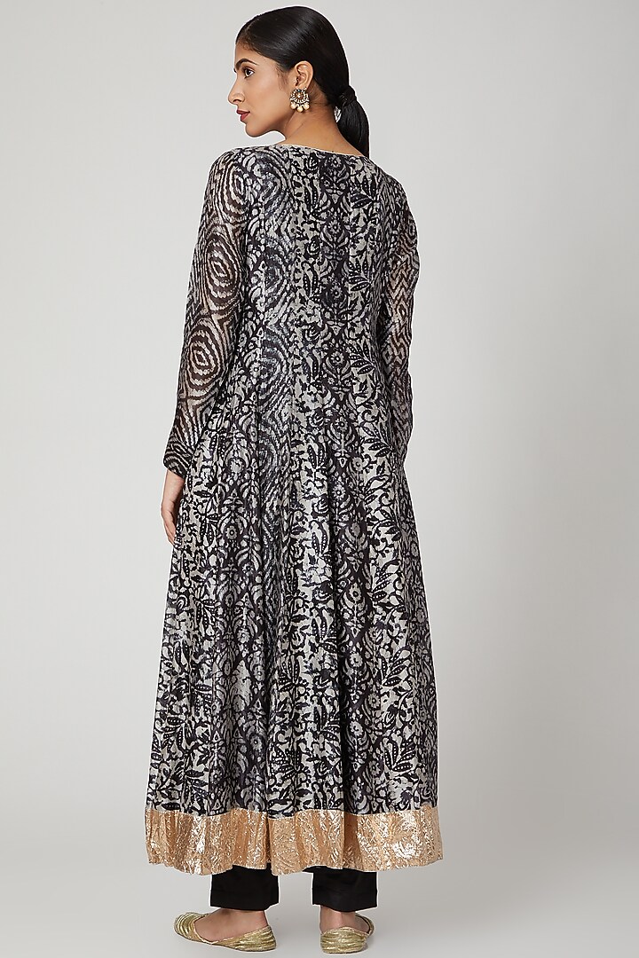 Black Tie-Dye Printed Kurta Set by Prisha's at Pernia's Pop Up Shop