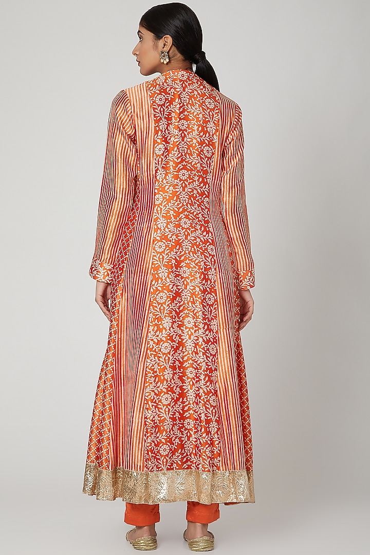 Orange Embroidered Kurta With Pants by Prisha's at Pernia's Pop Up Shop