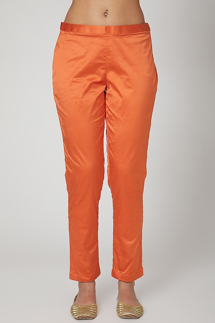 Orange Embroidered Kurta With Pants by Prisha's at Pernia's Pop Up Shop