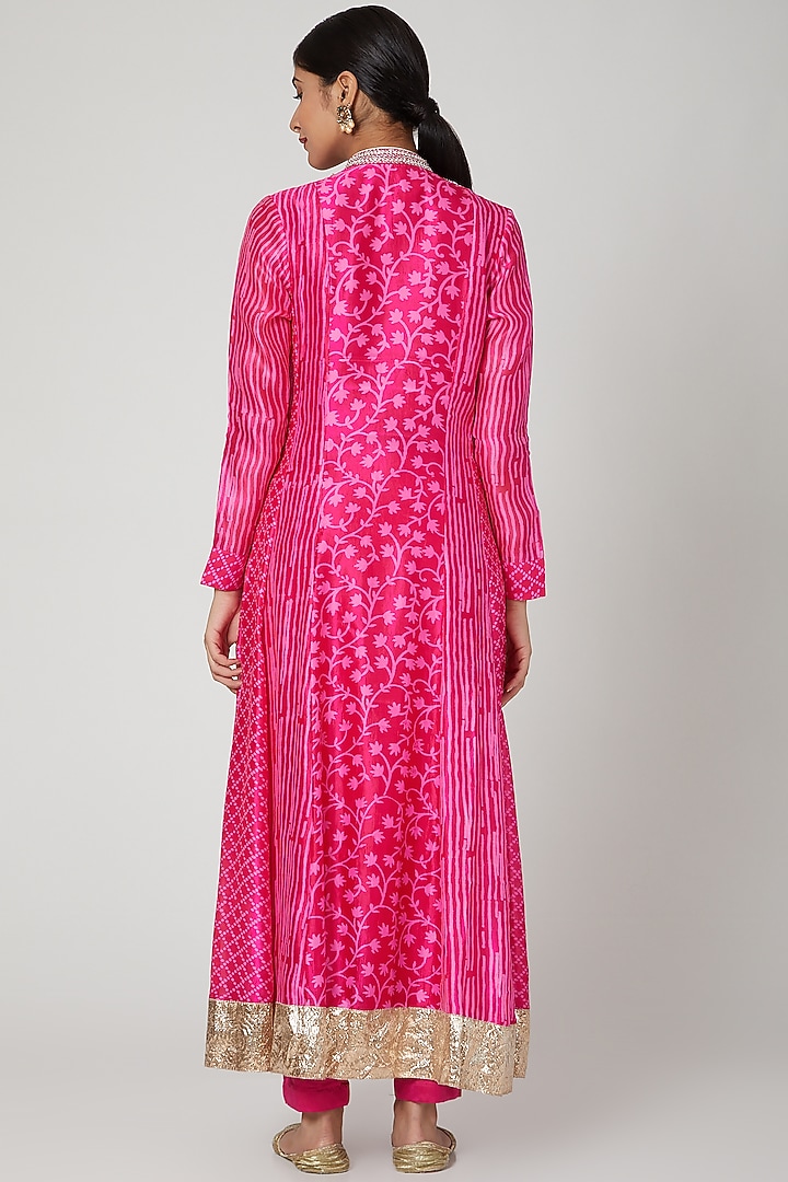 Fuchsia Embroidered Kurta With Pants by Prisha's at Pernia's Pop Up Shop