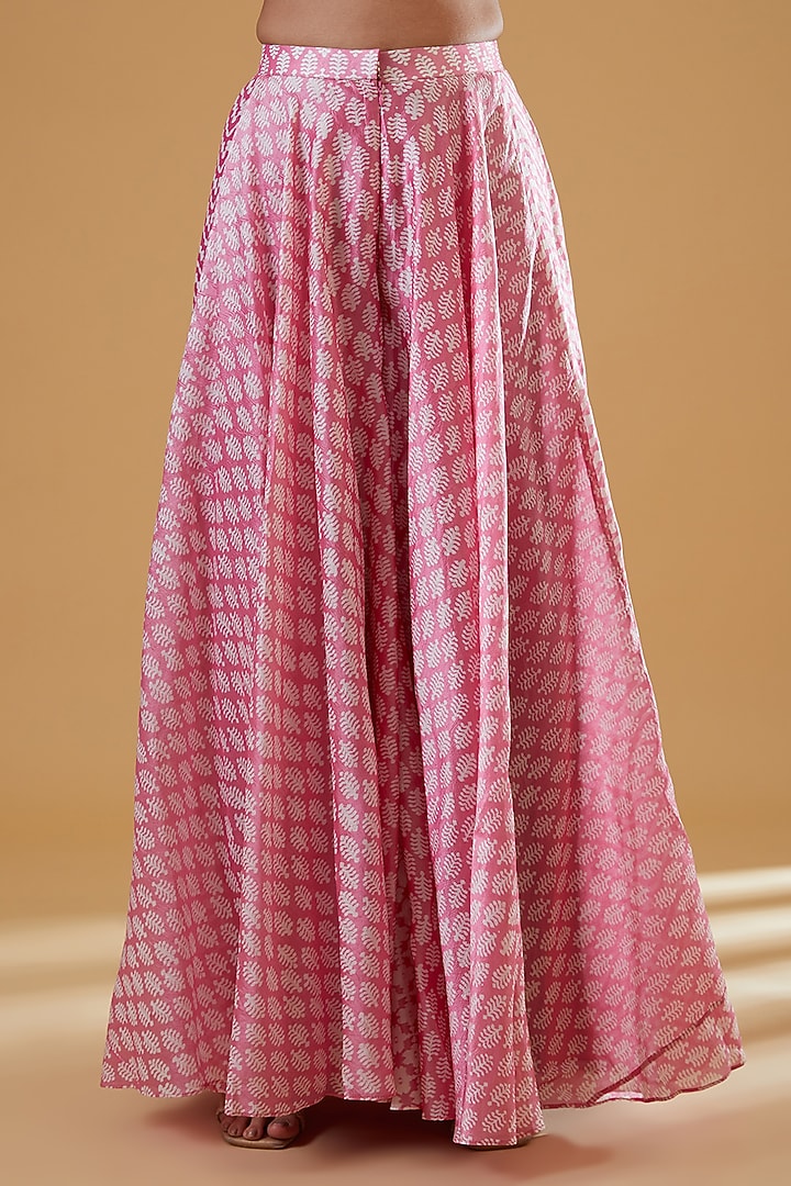 Pink Kora Silk Block Printed Wedding Sharara Set by Prisha's at Pernia's Pop Up Shop