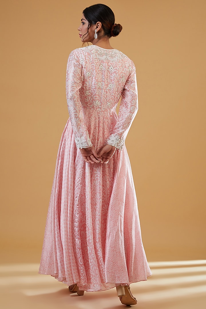 Baby Pink Silk Resham Embroidered Kurta Set by Prisha's at Pernia's Pop Up Shop