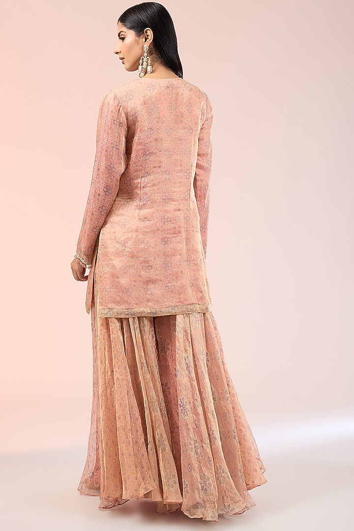 Peach Tissue Organza Palazzo Pant Set by Prisha's at Pernia's Pop Up Shop