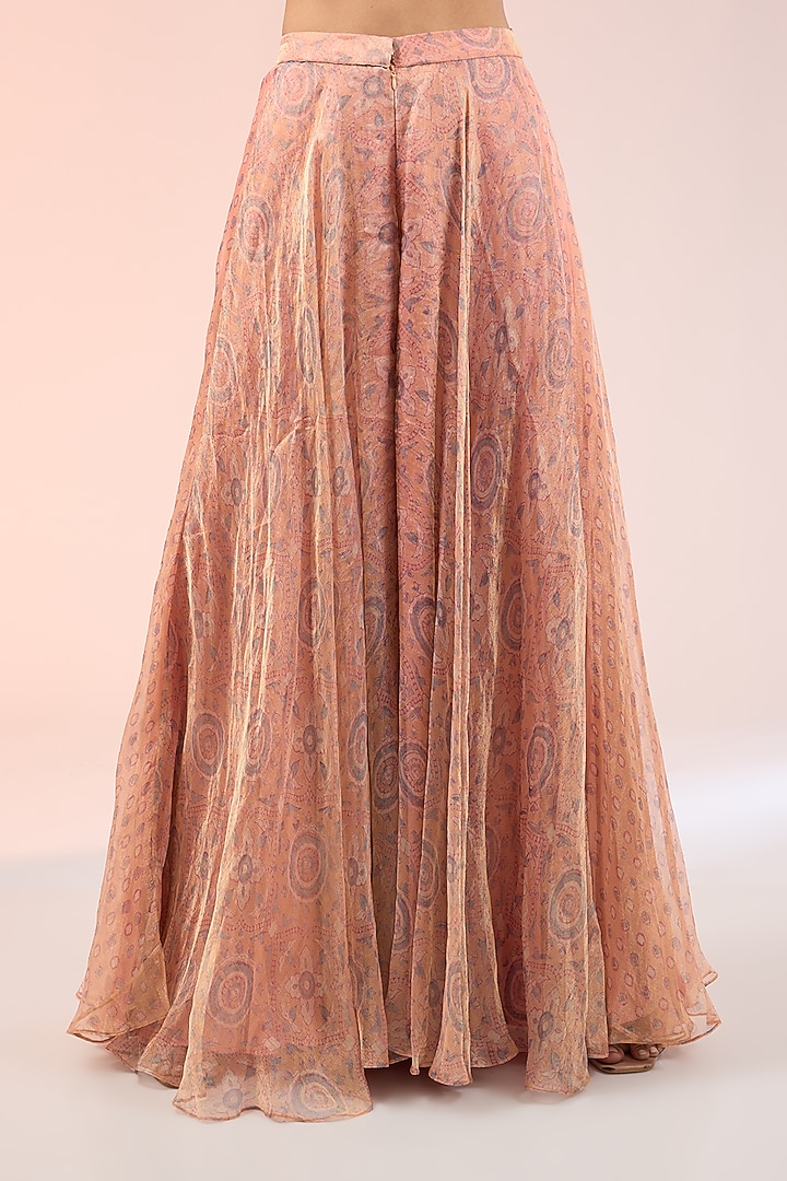 Peach Tissue Organza Palazzo Pant Set by Prisha's at Pernia's Pop Up Shop