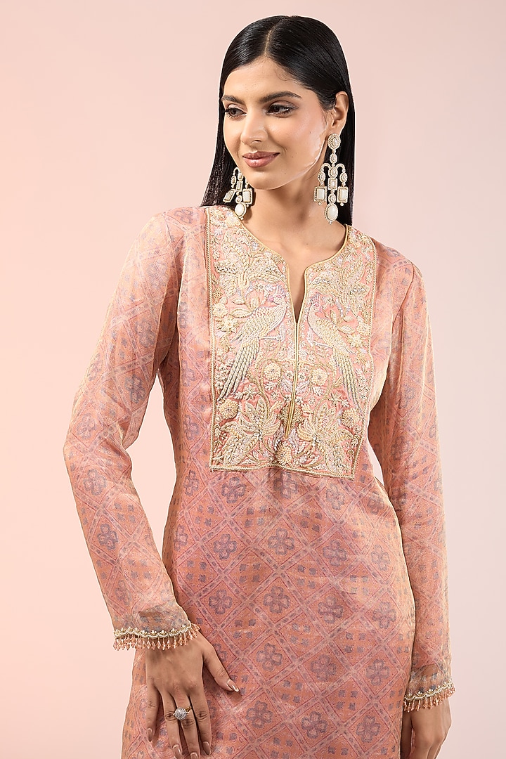 Peach Tissue Organza Palazzo Pant Set by Prisha's at Pernia's Pop Up Shop