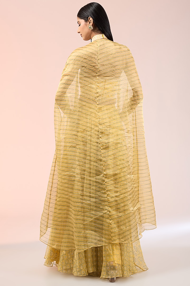 Yellow Tissue Organza Printed Palazzo Pant Set by Prisha's at Pernia's Pop Up Shop