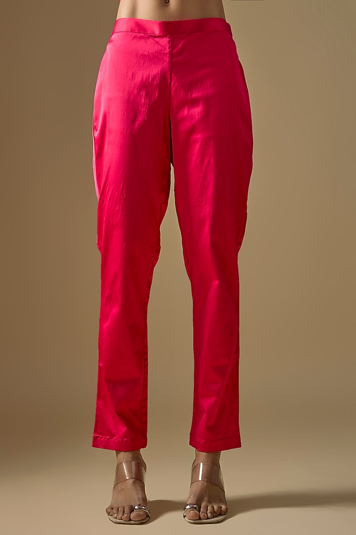 Pink Kora Silk Printed & Embroidered Kurta Set by Prisha's at Pernia's Pop Up Shop