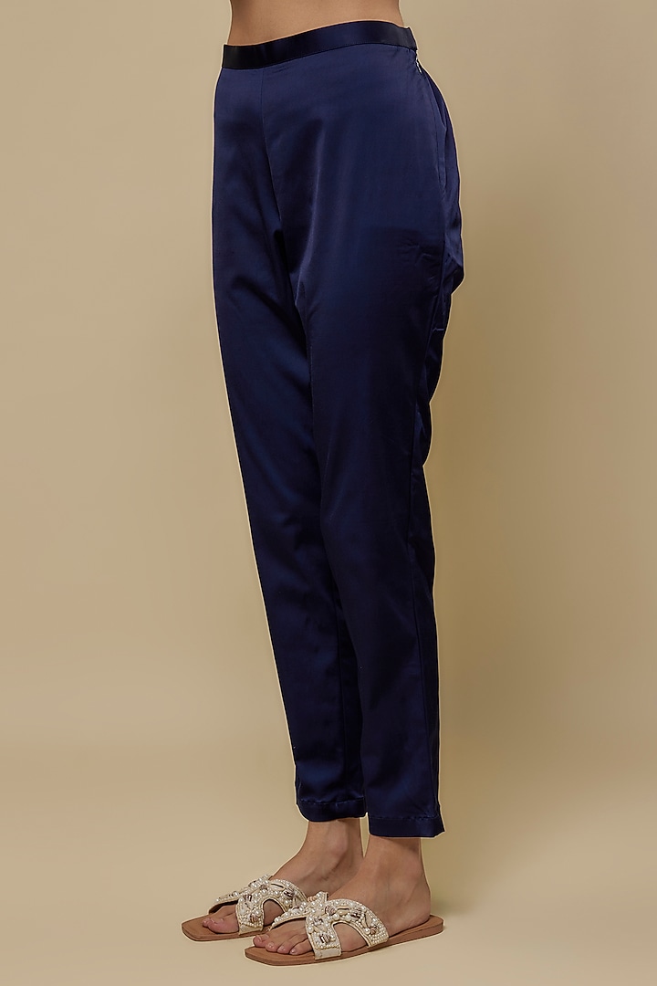 Blue Kora Silk Printed & Embroidered Co-Ord Set by Prisha's at Pernia's Pop Up Shop