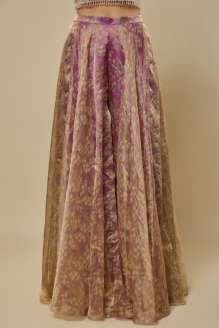 Purple Dupion Silk Block Printed Cape Set by Prisha's at Pernia's Pop Up Shop