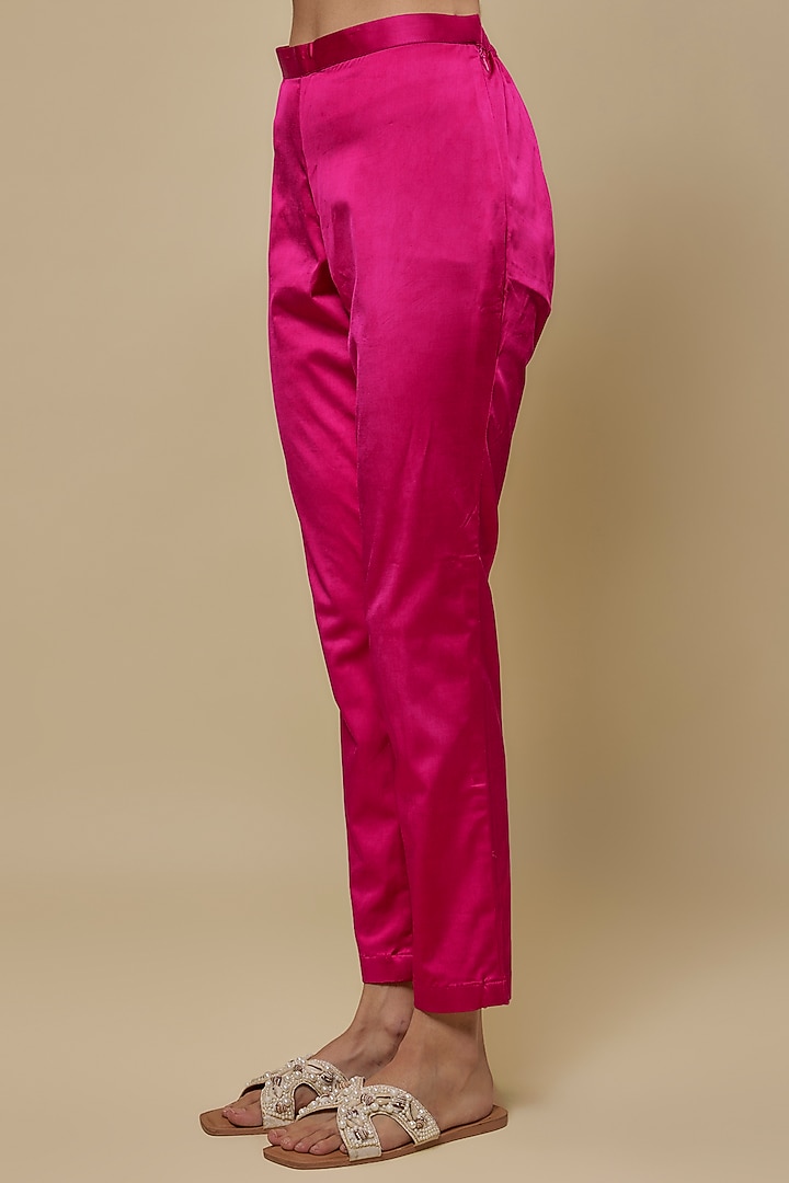 Pink Kora Silk Block Printed Kurta Set by Prisha's at Pernia's Pop Up Shop