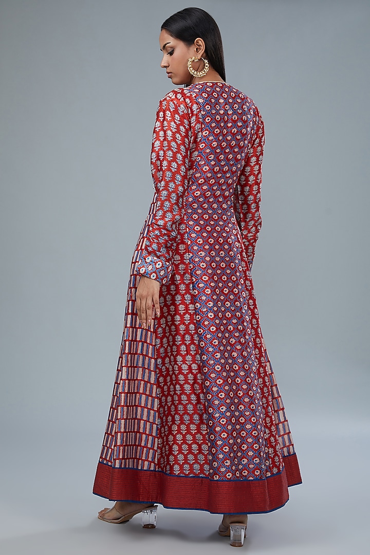 Maroon Silk Ajrakh Printed Kurta Set by Prisha's at Pernia's Pop Up Shop