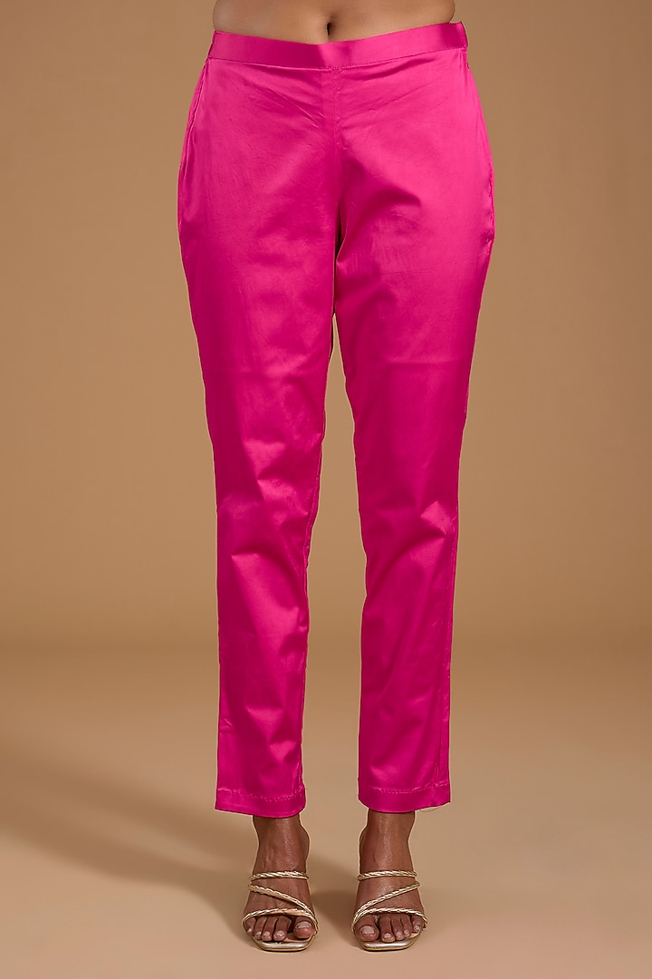 Magenta Tissue Organza Printed & Embroidered Kurta Set by Prisha's at Pernia's Pop Up Shop