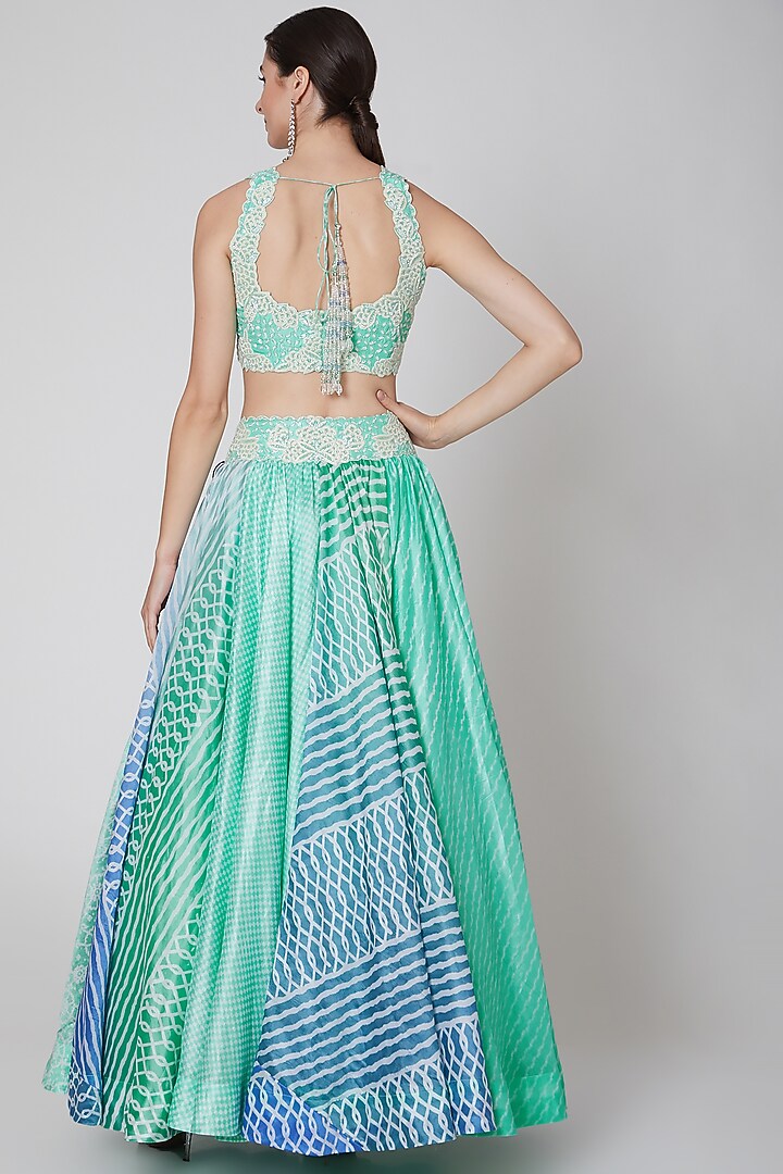 Mint Green Embroidered Wedding Lehenga Set by Prisha's at Pernia's Pop Up Shop