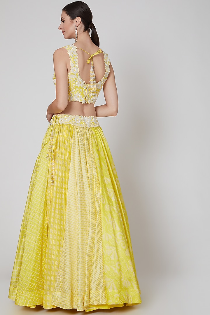 Yellow Embroidered Wedding Lehenga Set by Prisha's at Pernia's Pop Up Shop