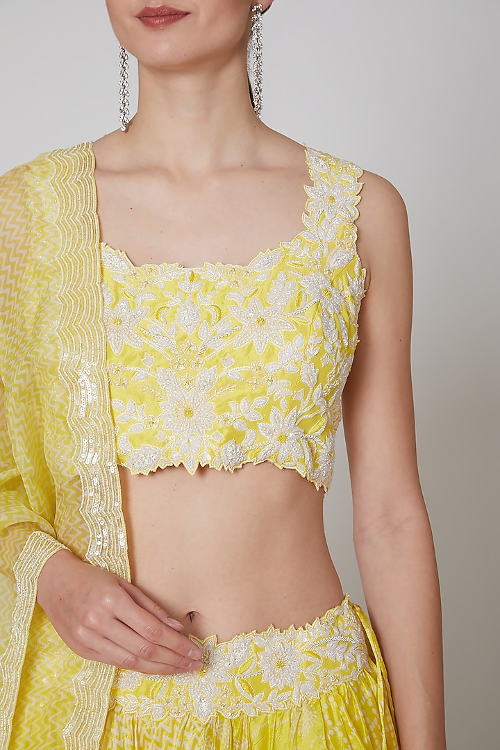 Yellow Embroidered Wedding Lehenga Set by Prisha's at Pernia's Pop Up Shop