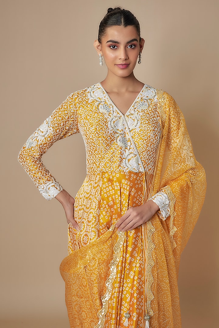 Yellow Silk Wedding Anarkali Set by Prisha's at Pernia's Pop Up Shop
