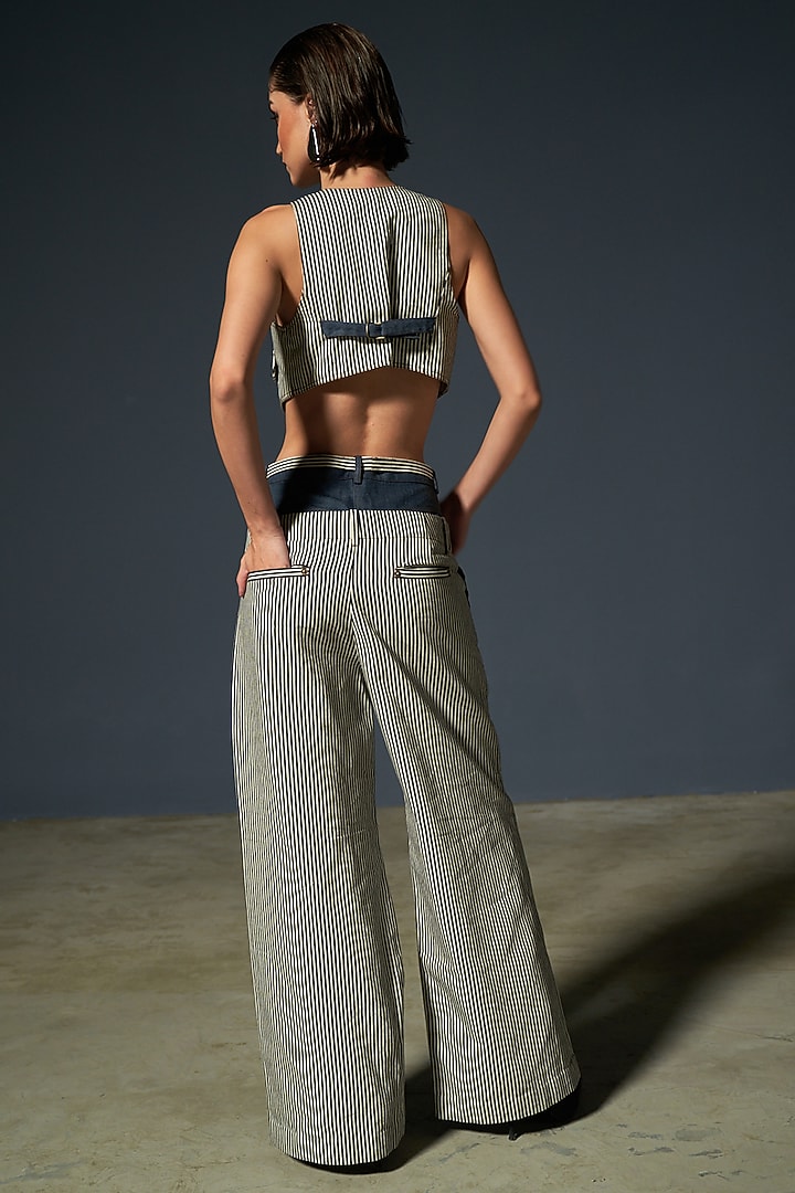 Blue & White Denim Striped Co-Ord Set by Priyanca Khanna at Pernia's Pop Up Shop